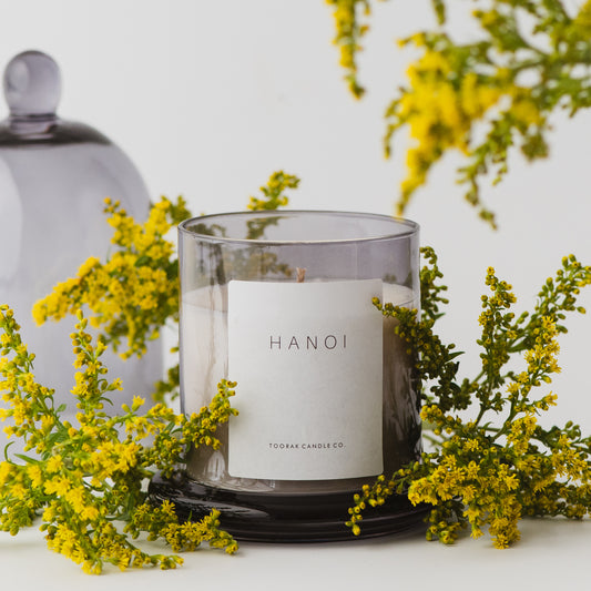 Hanoi natural wax cloche candle with flowers 