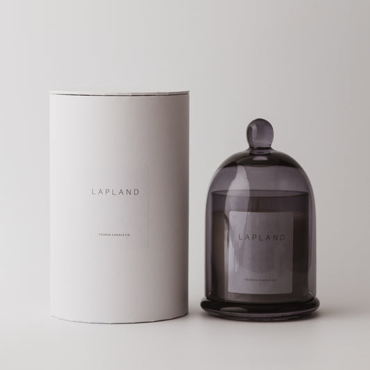 Lapland grey cloche candle with white box 