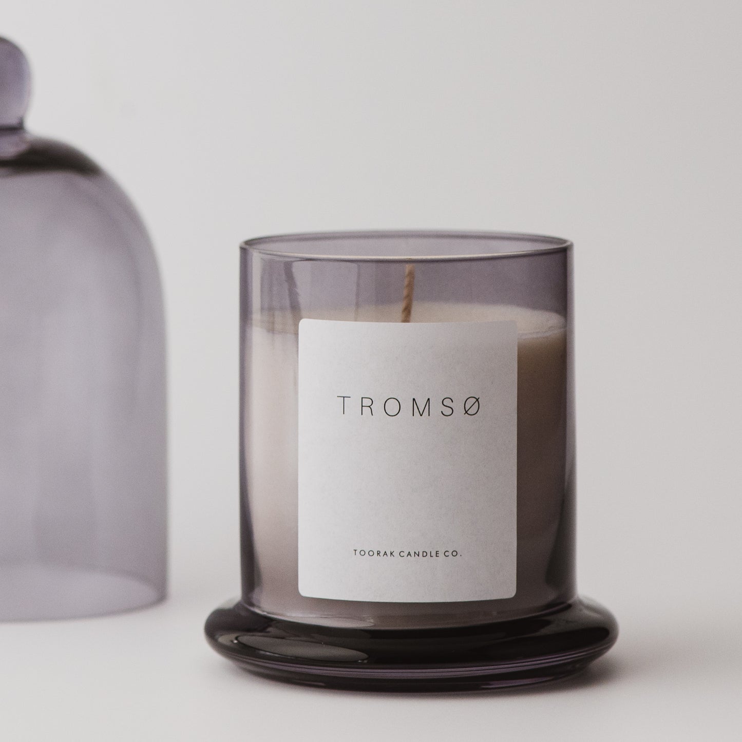 Tromsø grey cloche candle natural wax 